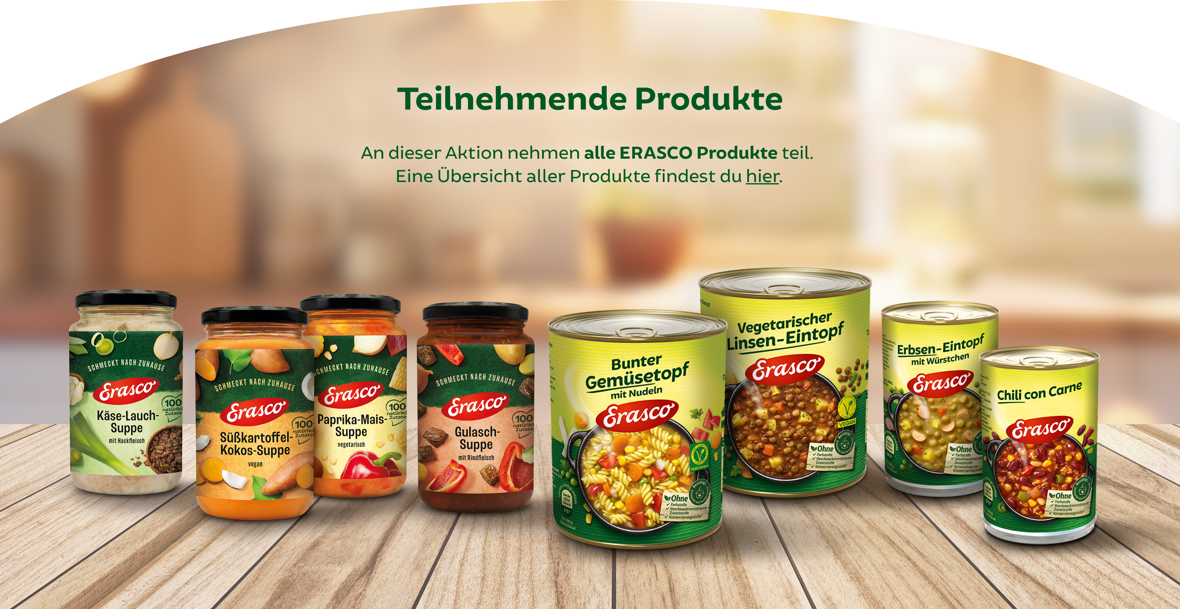 Verlinkung zur Erasco Landingpage mit allen Erasco Produkten.